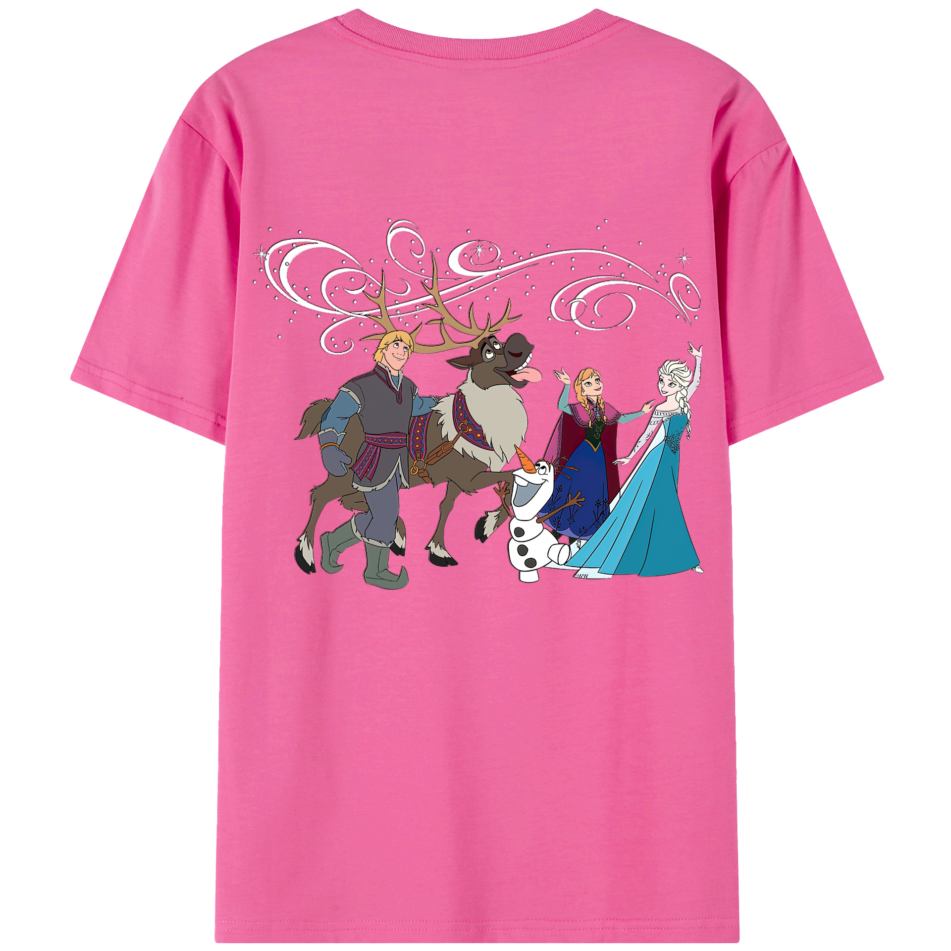 （画像用） アナと雪の女王 アンナ エルサ Frozen Anna Elsa レディース半袖Tシャツ(バックプリント)